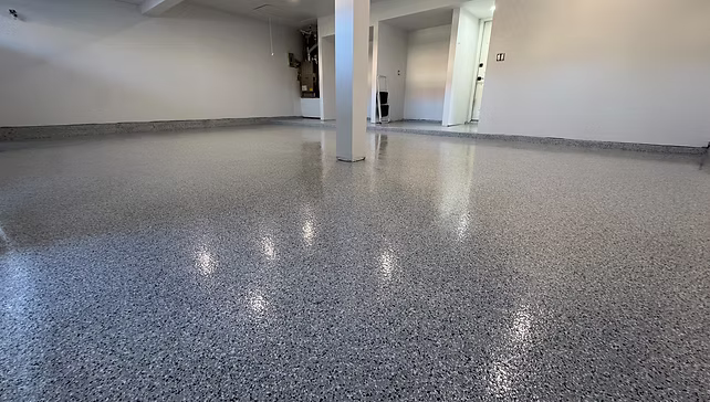 Completed flake epoxy garage floor — Thousand Oaks, CA